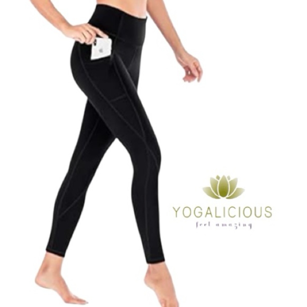 Yogalicous Polarlux Pocket Fleece Lined Leggings • Black • Small